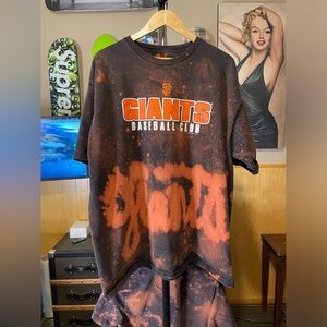 Men’s San Francisco Baseball Club, graffiti custom bleach splatter T-shirt